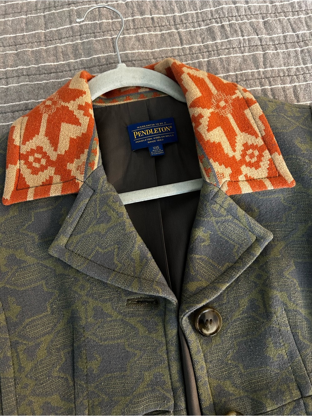 Gorgeous Rare Pendleton Wool Orange & Gray Coat - Picture 2 of 3